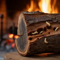 owady w drewnie kominkowym